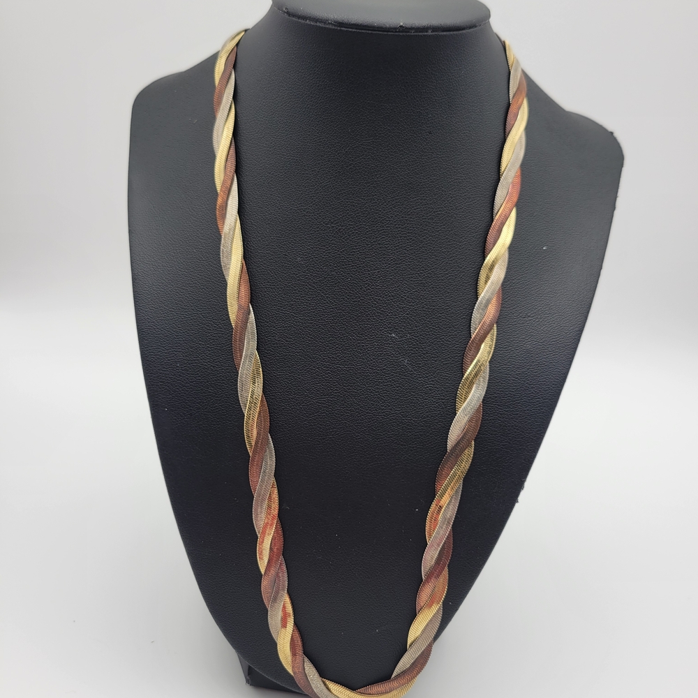 Vintage Mix Metal Braided Magnetic Clasp Necklace